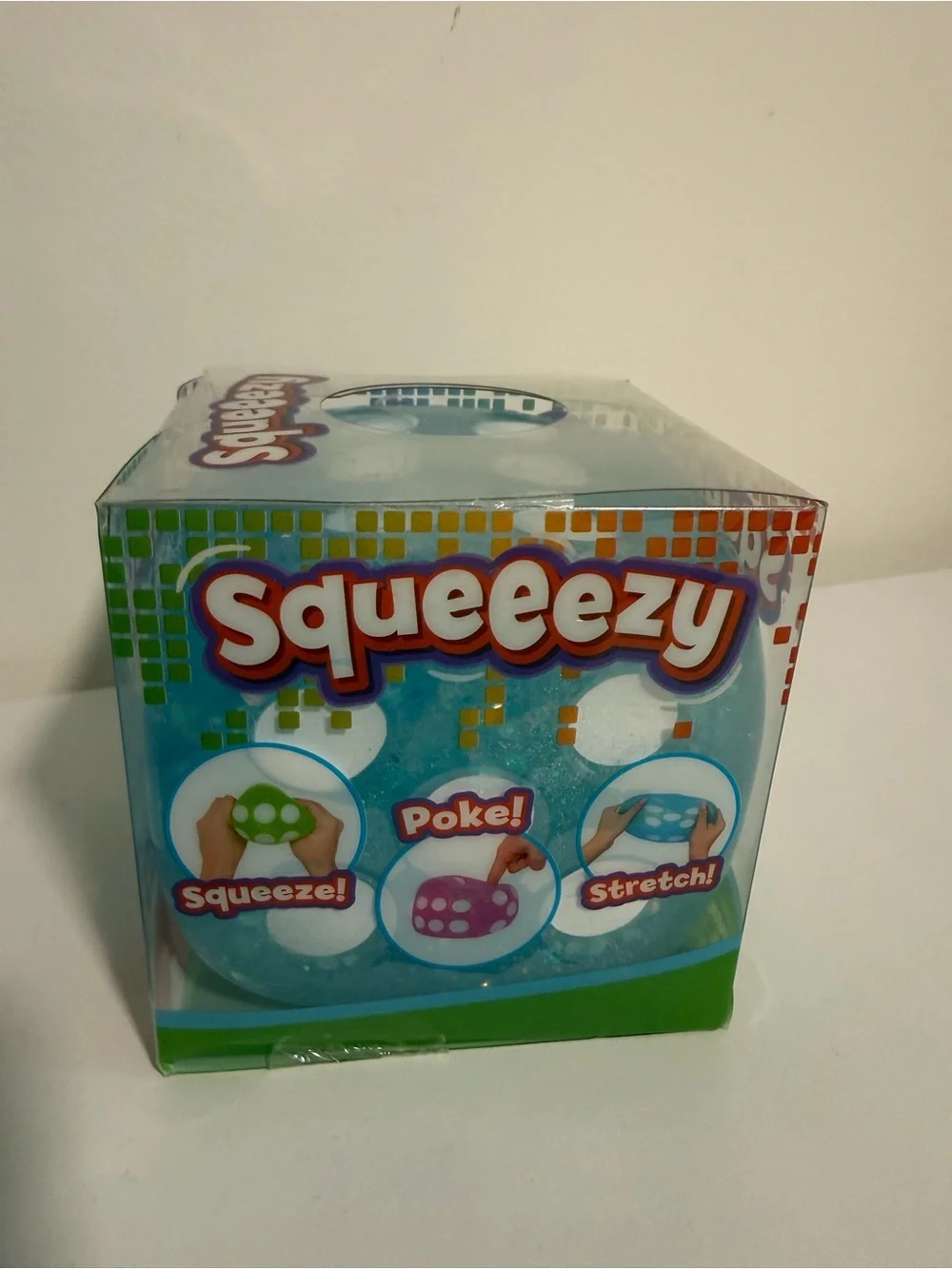 Squishy squeezy Dice Blue Sensory Squeeze toy for Kids by Toymendous New cube